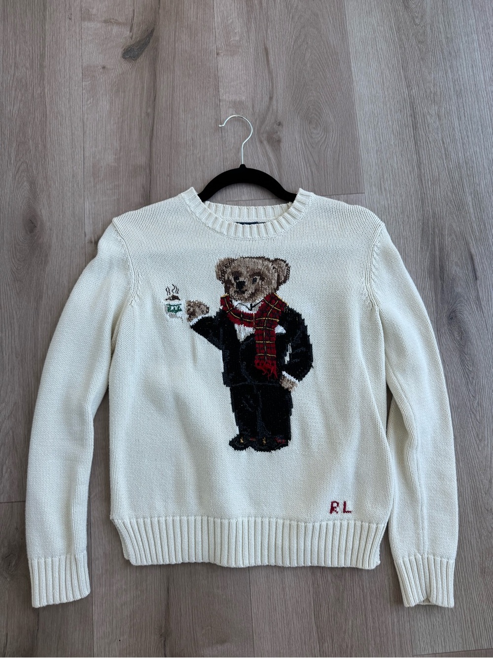 Polo by Ralph Lauren Cream Teddy Bear Crewneck Sweater